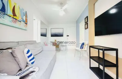 Apartamento a venda na praia das pitangueiras, 01 dormitório, com sacada e 01 vaga de garagem