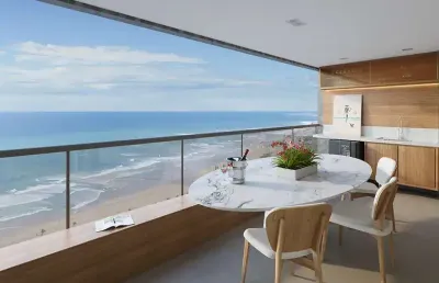 Apartamento três suítes, nascente frente mar em jaguaribe com maravilhosa vista mar, andar super alto 02 vagas