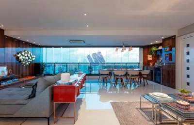 Apartamento mobiliado e decolado com vista mar 3 suítes sendo 1 com closet156m2 no horto florestal