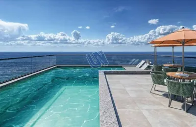 Apartamento tipo studio, quarto, cozinha americana e banheiro, 24,45m2 de frente para o mar da ondina