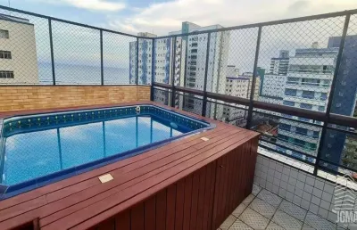 Cobertura luxuosa 3 suítes vista mar piscina churrasqueira 2 vagas mobiliada