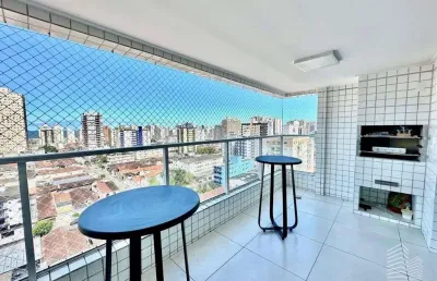 Apartamento 2 dormitórios 2 suites e lavabo semi mobiliado vista pro mar 1 vaga