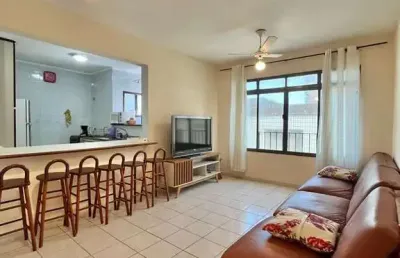 Apartamento 2 dormitórios 1 vaga mobiliado pé na areia vista pro mar permanente
