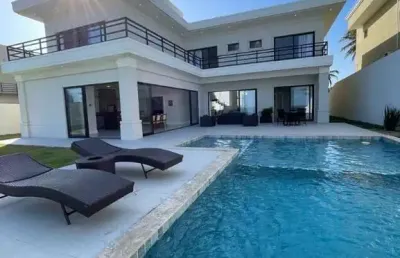 Bela casa pé na areia 5 suites -praia de jacuípe - decorada - porteira fechada
