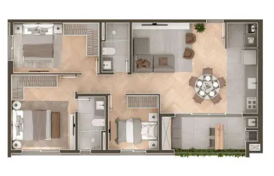 Apartamento no água verde, 3 dormitórios, sacada com churrasqueira, 1 vaga.