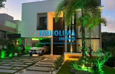 Casa em condomínio fechado com 4 quartos à venda na rua arembepe, 2, abrantes, camaçari, 410 m2 por r$ 2.590.000