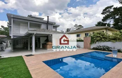 Maravilhosa casa com 4 dormitórios, 410 m² - venda por r$ 3.800.000 ou aluguel por r$ 21.000/mês - granja viana - vintage - cotia/sp