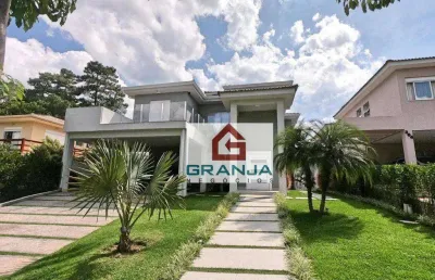 Incrível casa com 4 suítes, climatizada e mobiliada! 410 m² - venda por r$ 3.800.000 ou aluguel por r$ 21.000/mês - condomínio vintage - cotia/sp