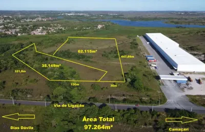 Terreno a venda polo industrial camaçari bahia - 97.264². excelente localização em frente ao cd do g barbosa. vocação para logística e industria.