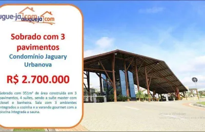 Sobrado com 4 dormitórios à venda, 350 m² por r$ 2.700.000,00 - condomínio residencial jaguary - são josé dos campos/sp