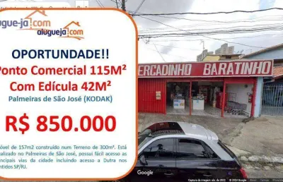 Galpão comercial (115m²) com edícula (42m²) - palmeiras de são josé - 157m².