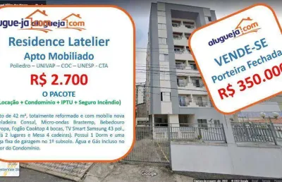 Apartamento com 1 dormitório, 42 m² - venda por r$ 350.000,00 ou aluguel por r$ 2.900,00/mês - jardim são dimas - são josé dos campos/sp