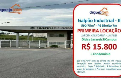 Galpão para alugar, 590 m² por r$ 16.515,01/mês - jardim califórnia - jacareí/sp