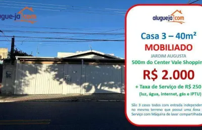 Casa com 1 dormitório para alugar, 40 m² por r$ 2.200/mês - jardim augusta - são josé dos campos/sp