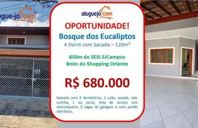 Sobrado com 4 dormitórios à venda, 120 m² por r$ 680.000,00 - bosque dos eucaliptos - são josé dos campos/sp