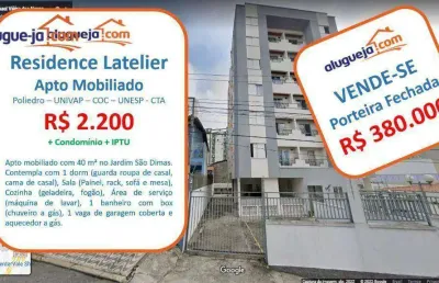 Apartamento com 1 dormitório, 40 m² - venda por r$ 380.000,00 ou aluguel por r$ 2.815,00/mês - jardim são dimas - são josé dos campos/sp