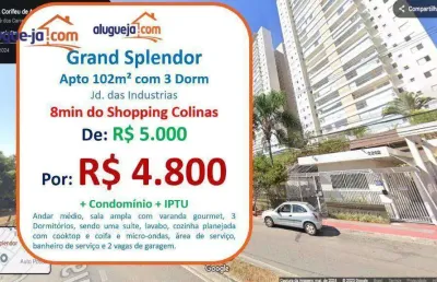 Apartamento com 3 dormitórios para alugar, 102 m² por r$ 5.880,00/mês - jardim das indústrias - são josé dos campos/sp