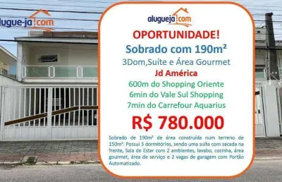 Sobrado com 3 dormitórios à venda, 190 m² por r$ 780.000,00 - jardim américa - são josé dos campos/sp