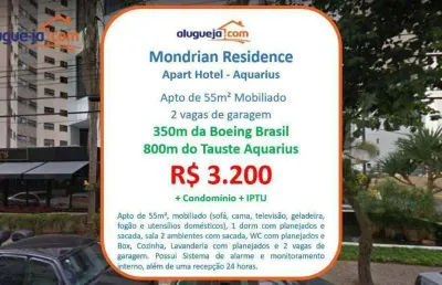 Apartamento com 1 dormitório para alugar, 55 m² por r$ 4.100,00/mês - jardim aquarius - são josé dos campos/sp