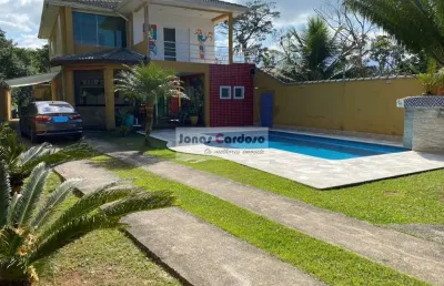 Imperdível casa à venda em balneário mogiano: 5 quartos, 1 suíte, 2 salas, 5 banheiros, 8 vagas, 375 m². por $ 900 mil.