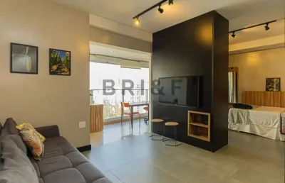 Apartamento para locação e venda, 41m², mobiliado, 1 suíte, 1 vaga, varanda. brooklin