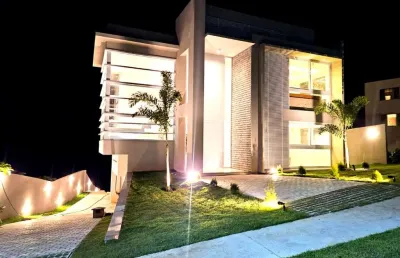 Casa de luxo em condomínio à venda em camaçari-ba, bairro abrantes! 7 quartos, 7 suítes, 2 salas, 9 banheiros, 4 vagas, 480m².