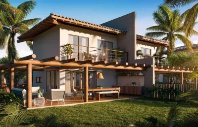 Casa de luxo em condomínio à venda em praia do forte, mata de são joão-ba: 2 quartos, 2 suítes, 2 salas, 3 banheiros, 2 vagas, 135m².