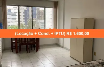 Imperdível! apartamento para locação no rio vermelho, salvador-ba: 1 quarto, 1 sala, 1 banheiro, 1 vaga de garagem, 36,00 m².