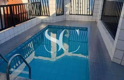 Cobertura com piscina e churrasqueira privativa com 02 suítes no bairro ocian na cidade da praia grande