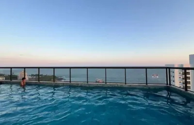 Apartamento 1 quarto com suíte varanda vista mar piscina salão de festa à venda na barra