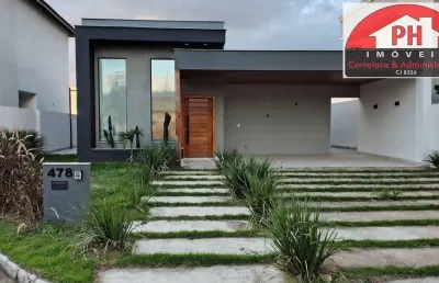 Casa nova com piscina, suíte com closet e área gourmet condomínio de luxo