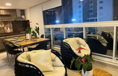 Apartamento mobiliado completo  com  varanda gourmet e 3 suites