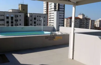 Linda cobertura com 3 dormitórios à venda, 111 m² por r$ 1.000.000 - campo grande - santos!
