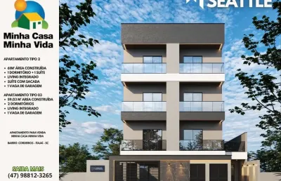 Apartamento para venda minha casa minha vida  com 2 quartos bairro  cordeiros - itajaí - sc