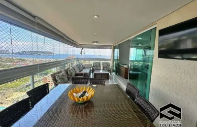 Apartamento 03 dorms, c/ terraço gourmet e linda vista da praia da enseada!