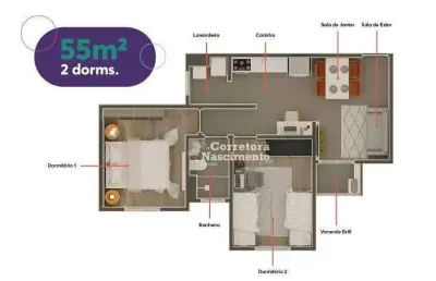 Apartamento com 2 dormitórios à venda, 55 m² por r$ 239.500,00 - loteamento jardim sol nascente - jacareí/sp