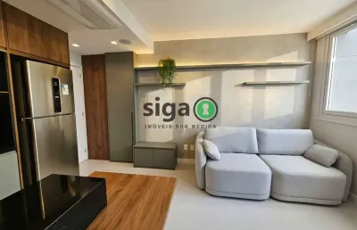 Apartamento para locação 38m² com vaga todo mobiliado localizado na chácara santo antônio, são paulo
