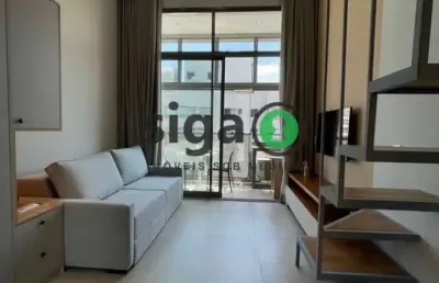 Apartamento com 34m², para locação em moema, com mezanino, 1 quarto ,sem vaga ,mobiliado
