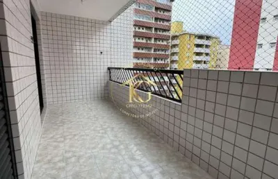 Apartamento 2 quartos (1 suíte) canto forte: espaçoso, varanda, 300m da praia!