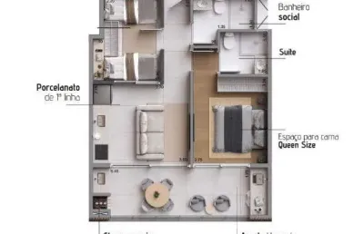 Apto 2dorm/1suíte - 53,40m² - praia das toninhas - ubatuba-sp