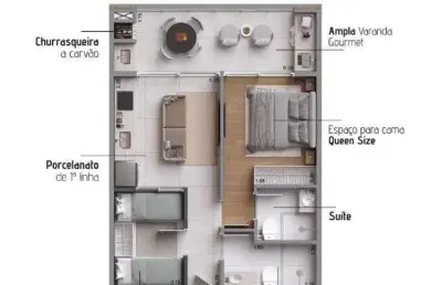 Apto 2dorm/1suíte  -51,70m² - praia das toninhas - ubatuba-sp
