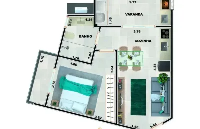 Unidade 1° andar - 1dorm - 44,56m² - praia grande - ubatuba-sp