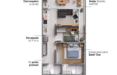 2 dorm/1 suíte - 61,70m² - praia das toninhas - ubatuba-sp