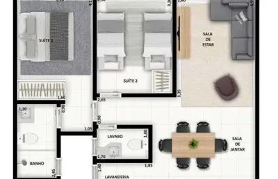 Unidade 1º andar - apto 2dorm/2suítes - 76,10m²- praia grande- ubatuba-sp
