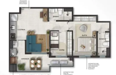 Unidade 1º andar - apto 2dorm/1suíte - 58,50m² - massaguaçu - caraguatatuba-sp