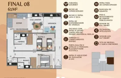 Apto 2 dorm/2suítes- 61,00m² - tenório - ubatuba-sp