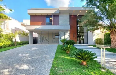 Imponente residência de luxo em condomínio alphaville campinas, 4 suítes, 6 banheiros, 6 vagas, 468m² - campinas-sp.