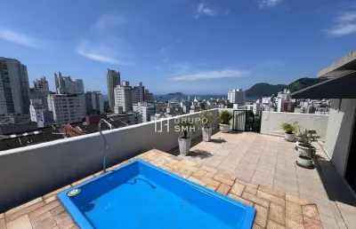 Cobertura com 3 dormitórios, 130 m² - venda por r$ 850.000 ou aluguel por r$ 8.600/mês - tombo - guarujá/sp