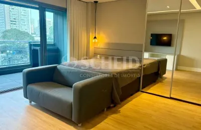 Apartamento studio 41m² mobiliado para locação no cond habitarte verde - brooklin, 1 vaga de garagem
