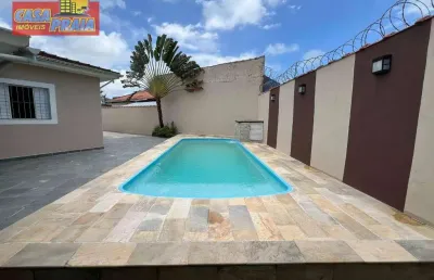 Casa com piscina a 100 metros da praiaem mongagua 3 quartos, 205 m² por r$ 585.000 - jardim praia grande